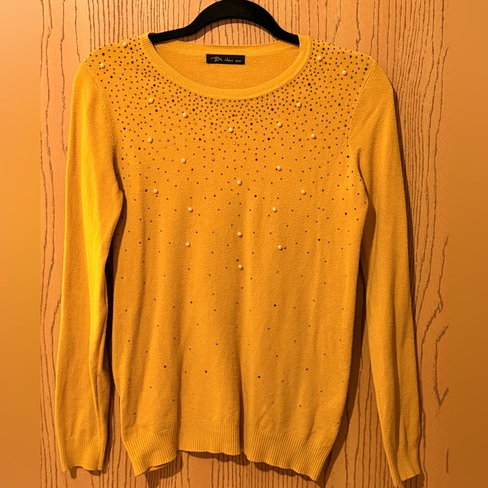 Be Mine Mustard Yellow Sweater with Embellishments